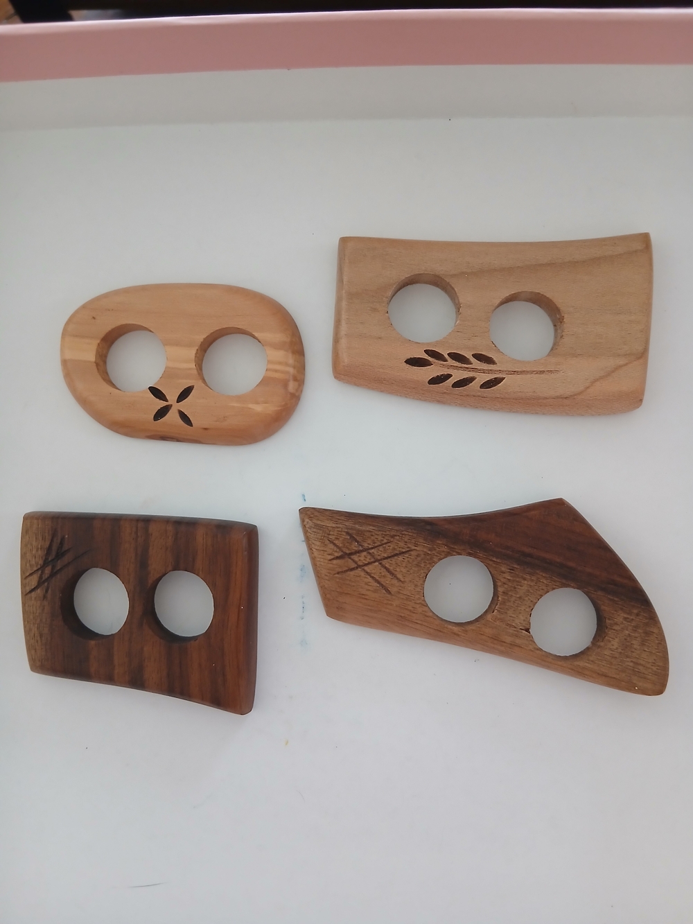 Handcrafted Natural Wood Napkin Rings Set - Light and Dark Wood
